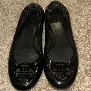 Tory Burch Patient Leather Black Flats